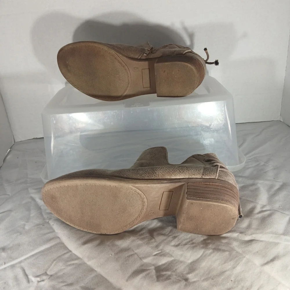 Very G Womens Ankle Booties Tan Distressed Lace Up Back‎ VGLB0111-278 Size 6
